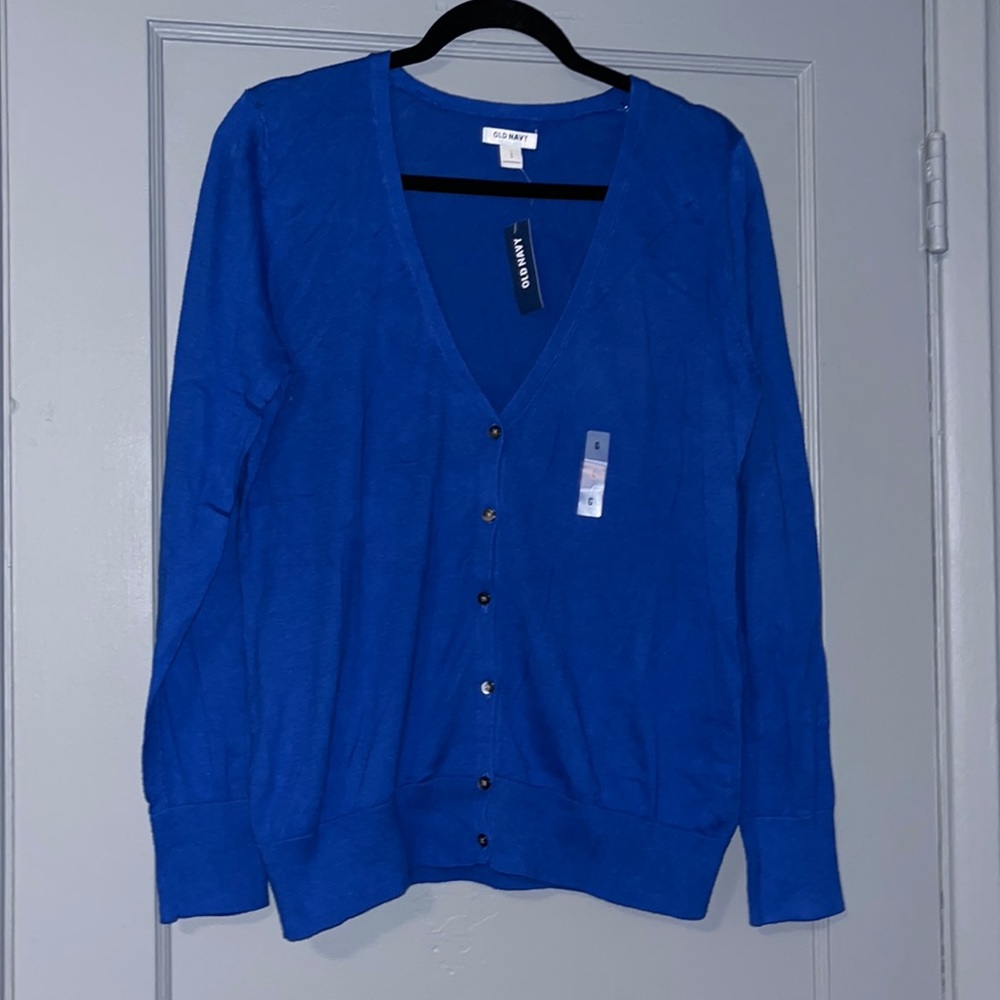 NWT women’s Old Navy blue v-neck cardigan size large